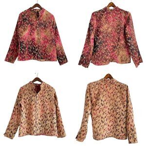 Vintage Boho Floral Reversible Button Up Jacket Womens Size XL Artsy Cottagecore